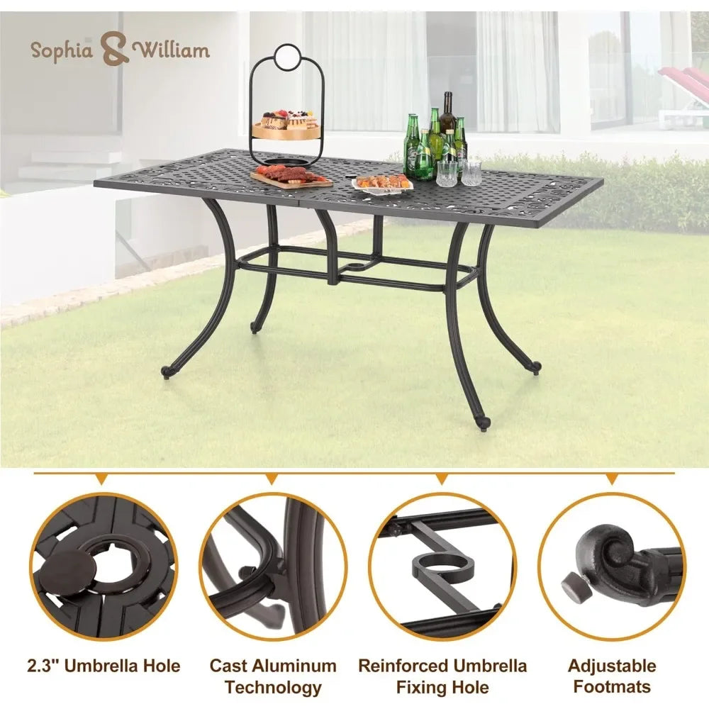 6-Person Rectangular Outdoor Dining Table