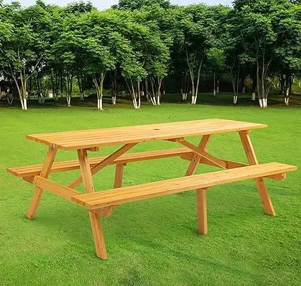SSLine Solid Wood Round Outdoor Picnic Table And Bench