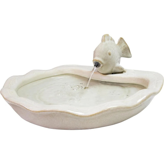 Glazed Ceramic Fish Outdoor Garden Fountain for Patio and Deck