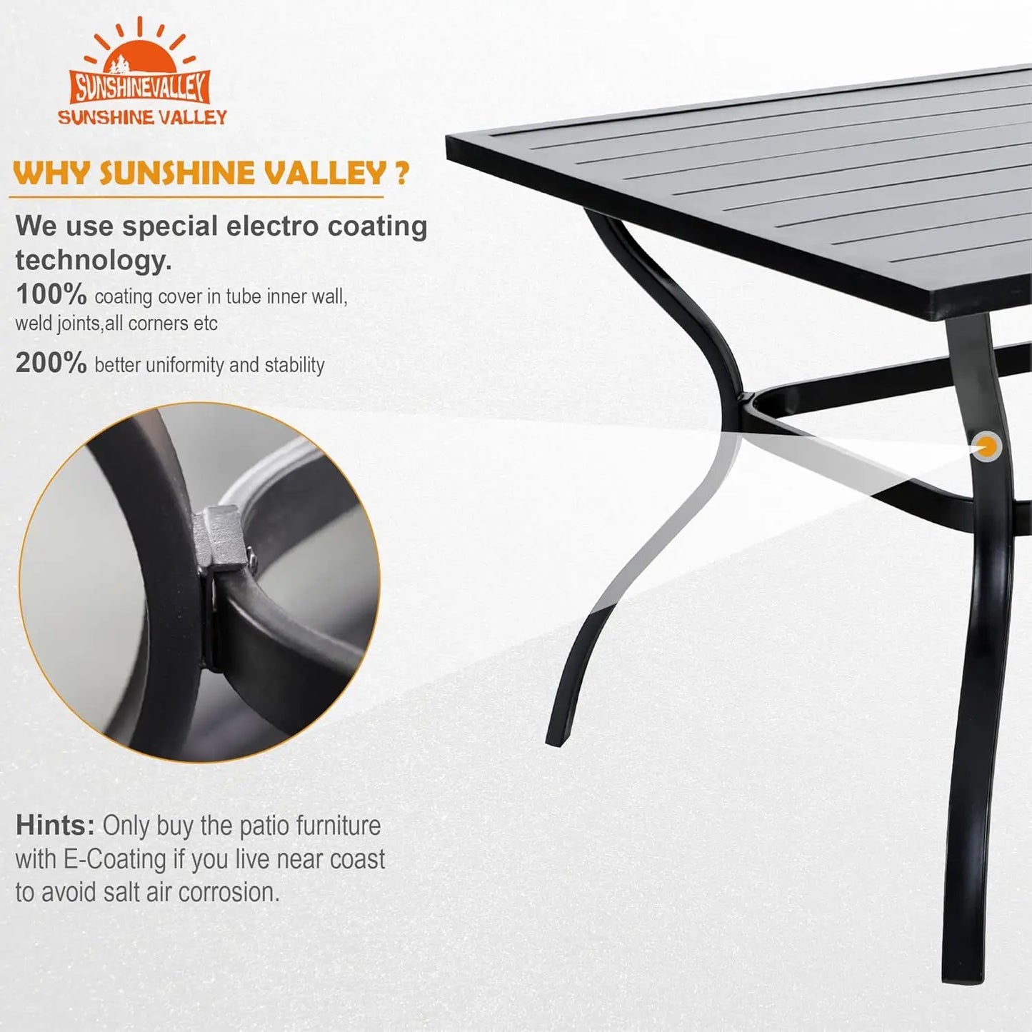Patio Dining Set For 6 With Umbrella Hole Outdoor Table