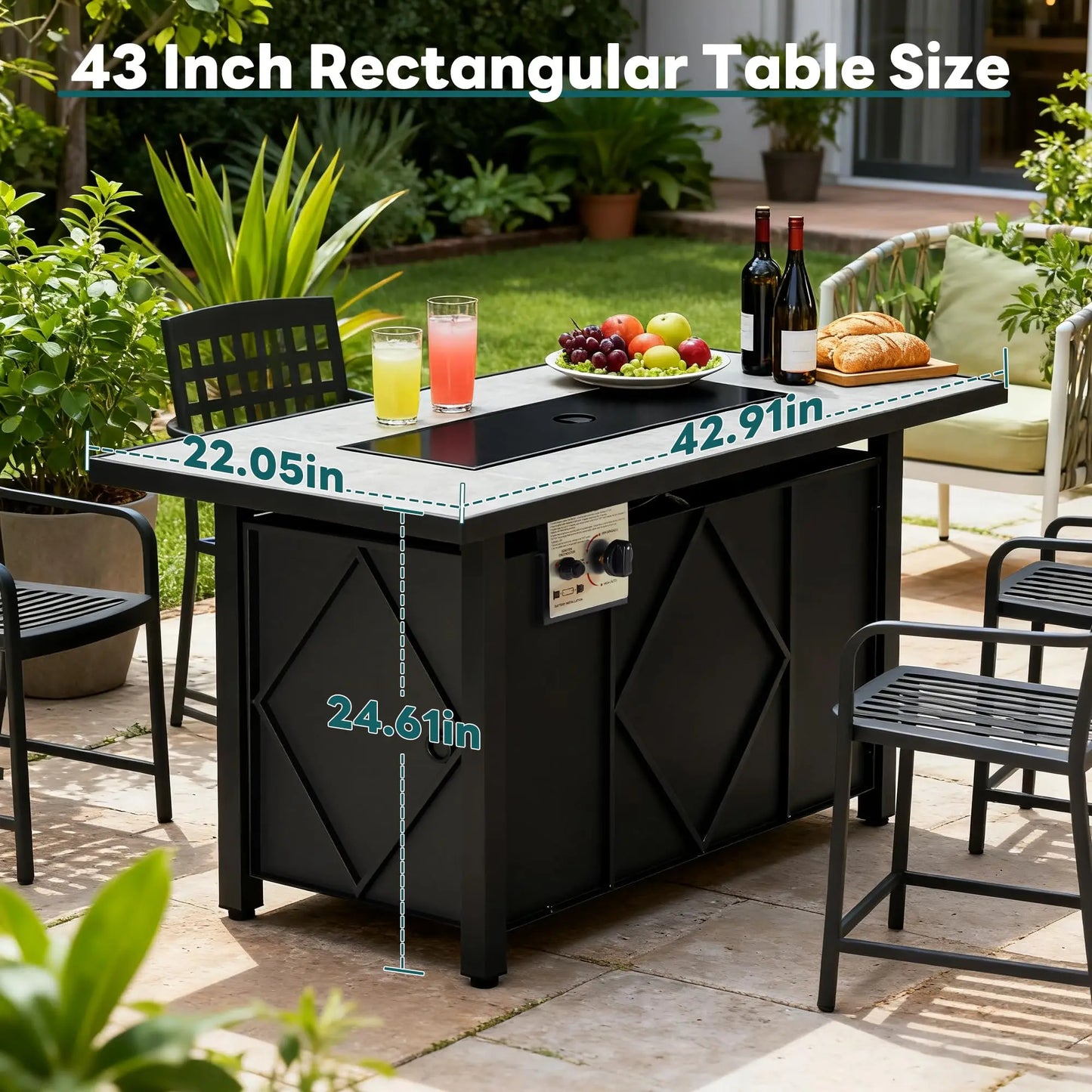 43 Inch Outdoor Propane Fire Pit Table for Outside Patio Garden Backyard Deck