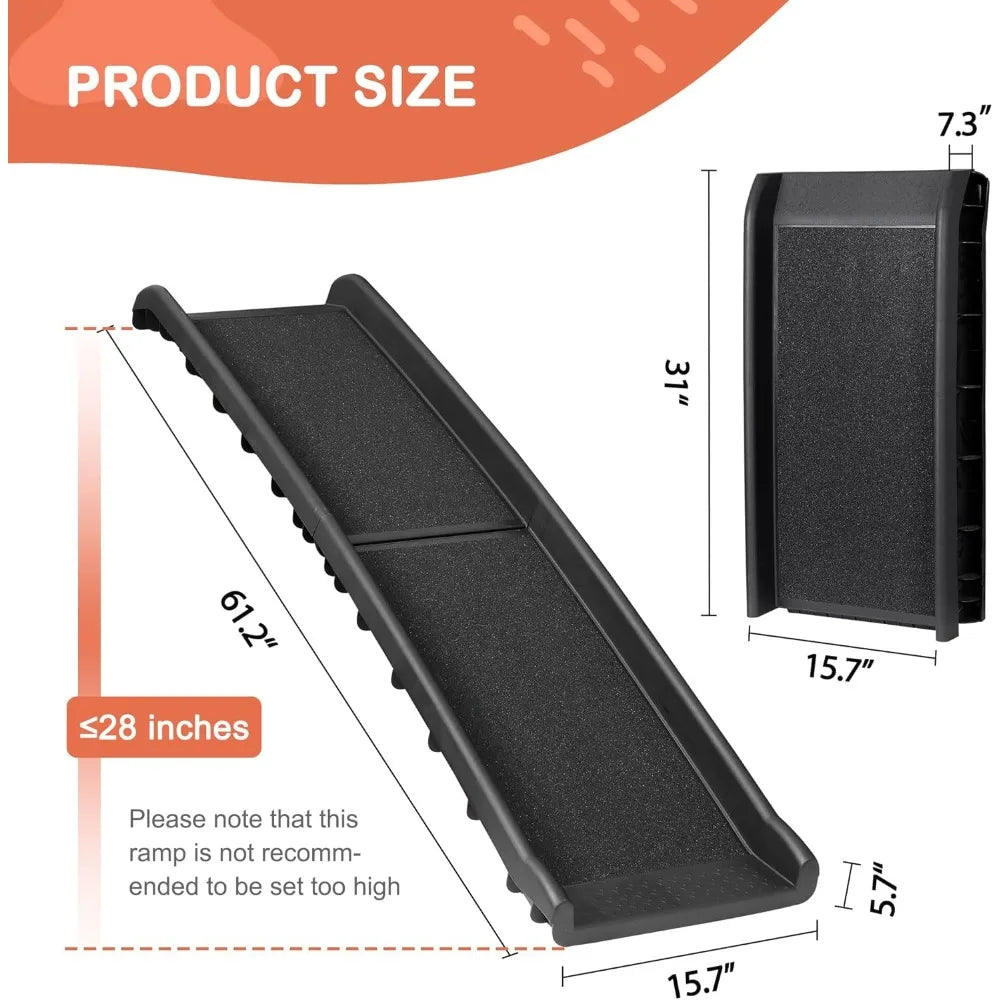 Folding Dog Ramp for Car Truck SUVs 62 Inches Pet Ramp for Large Dogs Non Slip with Raised Siderails
