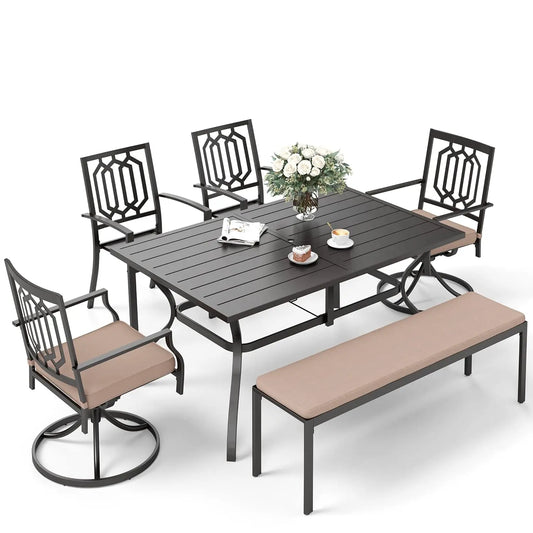 Patio Dining Set For 6 With Umbrella Hole Outdoor Table