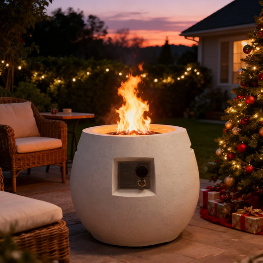 Propane Fire Pits for Outside 40,000 BTU Gas Fire Pit Table 21-inch Patio Square Smokeless Concrete Fire Table Glass Beads