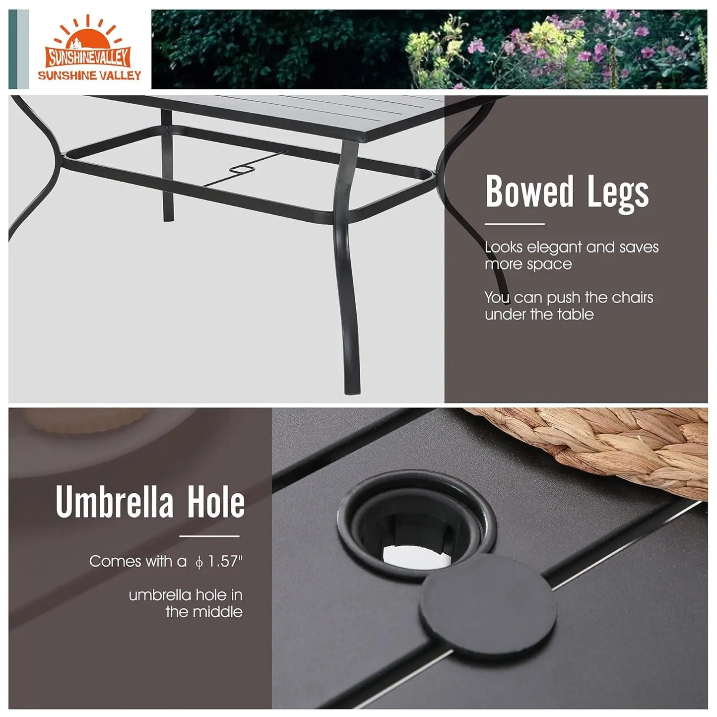 Patio Dining Set For 6 With Umbrella Hole Outdoor Table