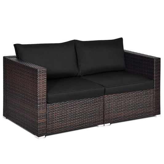 2 Seat Outdoor Wicker Loveseat Sofa Set