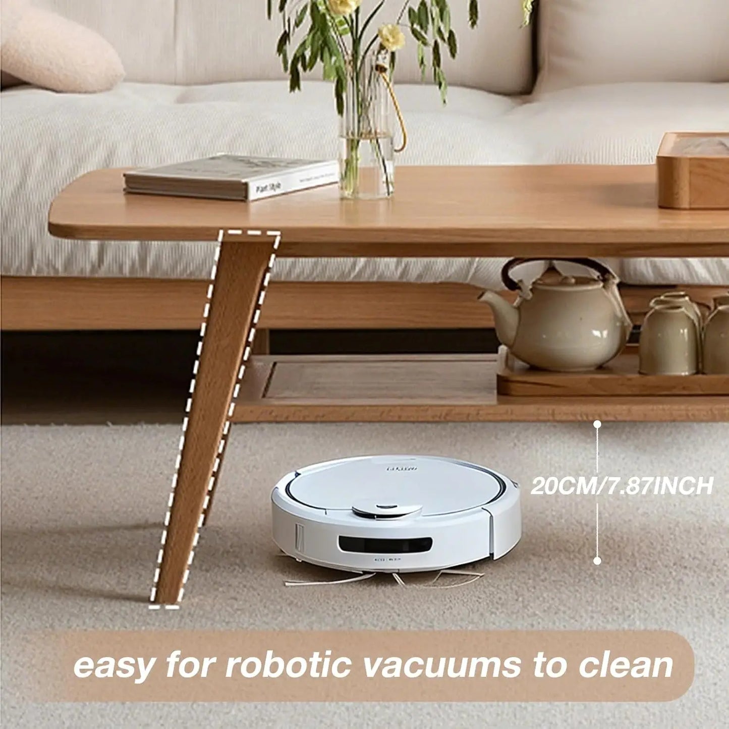 Solid Wood Coffee Table With Two Tier Storage Shelf For Living Room