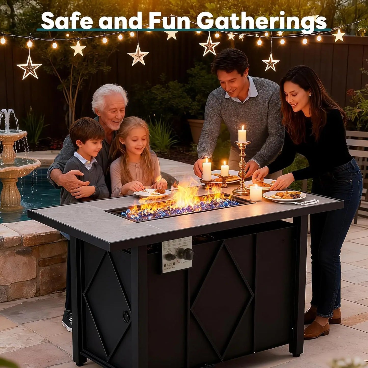 43 Inch Outdoor Propane Fire Pit Table for Outside Patio Garden Backyard Deck